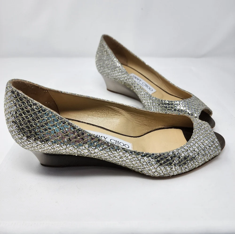 Jimmy Choo Silver Leather Pumps 36